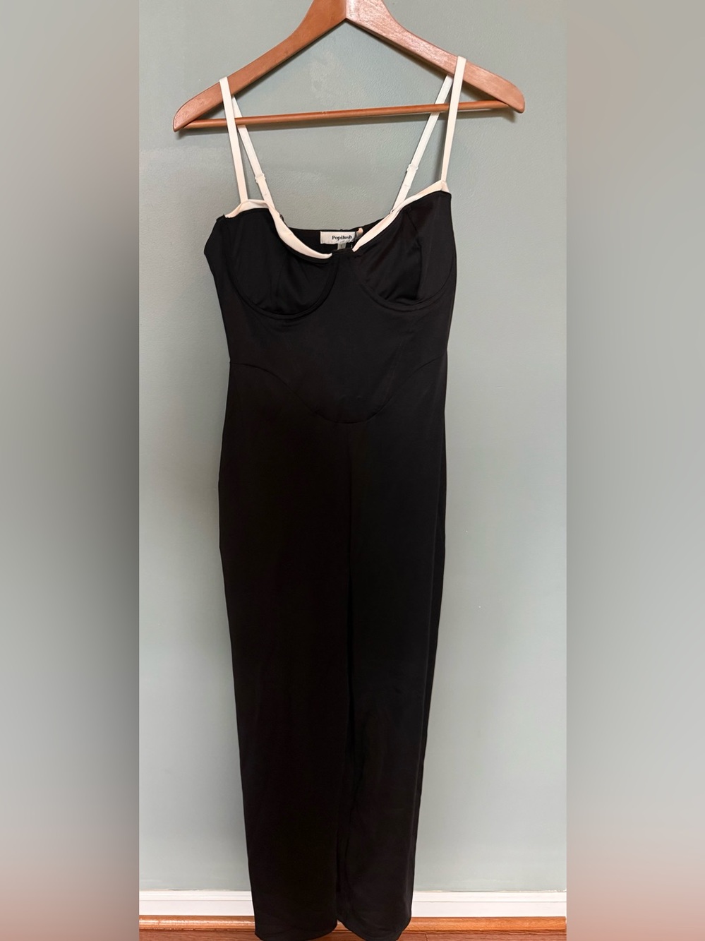 NWT Popilush Built-In Shapewear Contrast Trim Formal Wide-Leg Dressy Jumpsuit - Picture 7 of 14